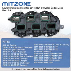 MITZONE Intake Manifold with Gasket Compatible with 2011-2018 Jeep Dodge RAM Chevy 3.6L V6 Vehicles Grand Cherokee Wrangler Journey Grand Caravan Town Country Replace 05184199AF