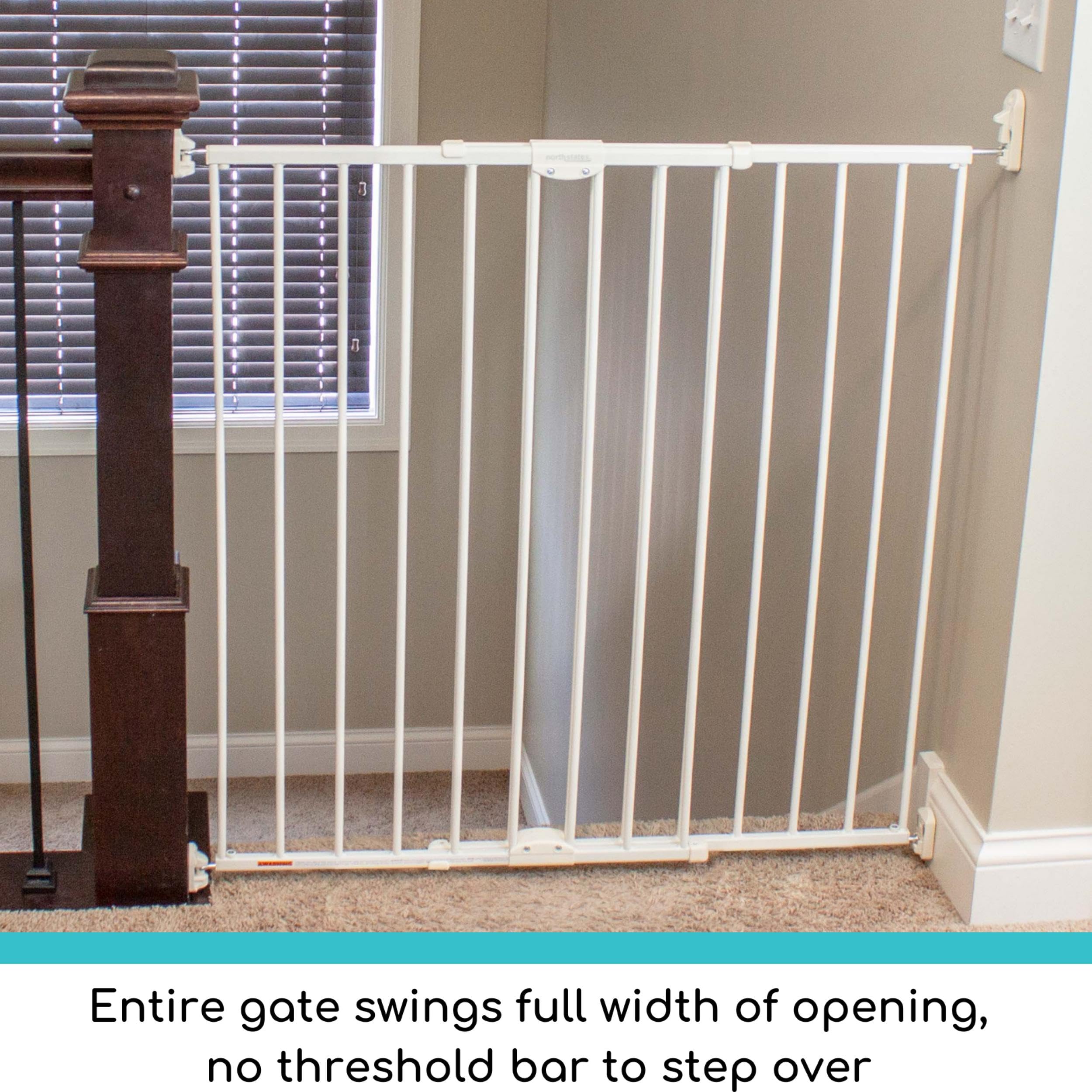 Toddleroo by North States Baby Gate for Stairs and Doorways: Tall Easy Swing & Lock Series 2 Child Gate, Fits Openings 28.68"-47.85" Wide. Safety Latch, Hardware Mount. (36" Tall, Warm White)