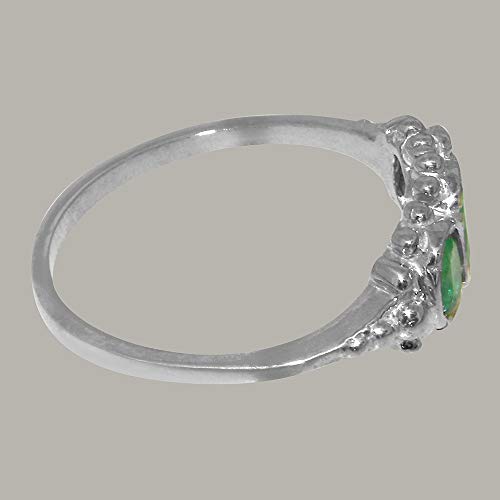 LetsBuyGold 18k White Gold Real Natural Emerald Womens Statement Ring - Size 8