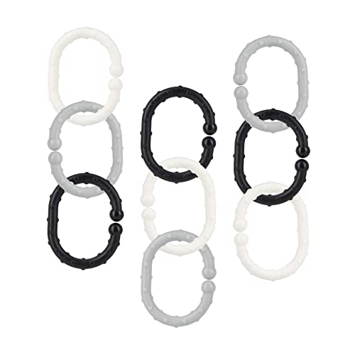 Nuby Linkables, Black, Grey, and White Attachable Links for Strollers, Car Seats, and Travel