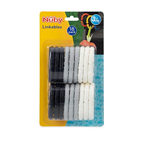 Nuby Linkables, Black, Grey, and White Attachable Links for Strollers, Car Seats, and Travel