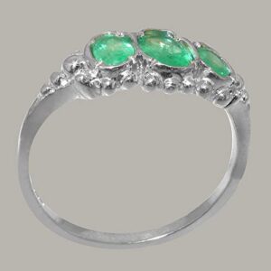 LetsBuyGold 18k White Gold Real Natural Emerald Womens Statement Ring - Size 8