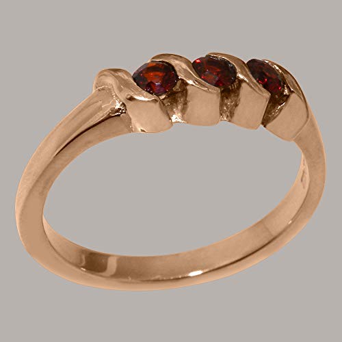 LetsBuyGold 14k Rose Gold Real Natural Garnet Womens Statement Ring - Size 8