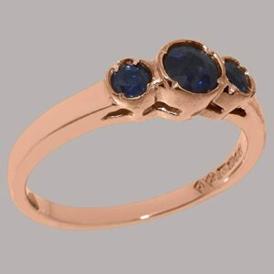 LetsBuyGold 14k Rose Gold Natural Sapphire Womens Statement Ring - Size 6.75