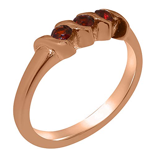 LetsBuyGold 14k Rose Gold Real Natural Garnet Womens Statement Ring - Size 8