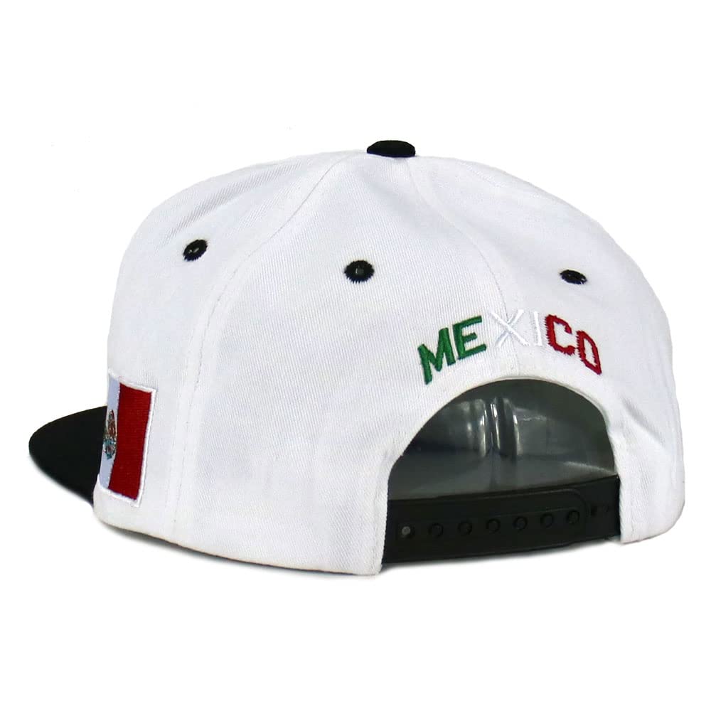 CHL Trading Mexican Hat Snapback Hecho En Mexico Eagle Aguila Flag Flat Bill Baseball Cap (White - Flag Eagle)