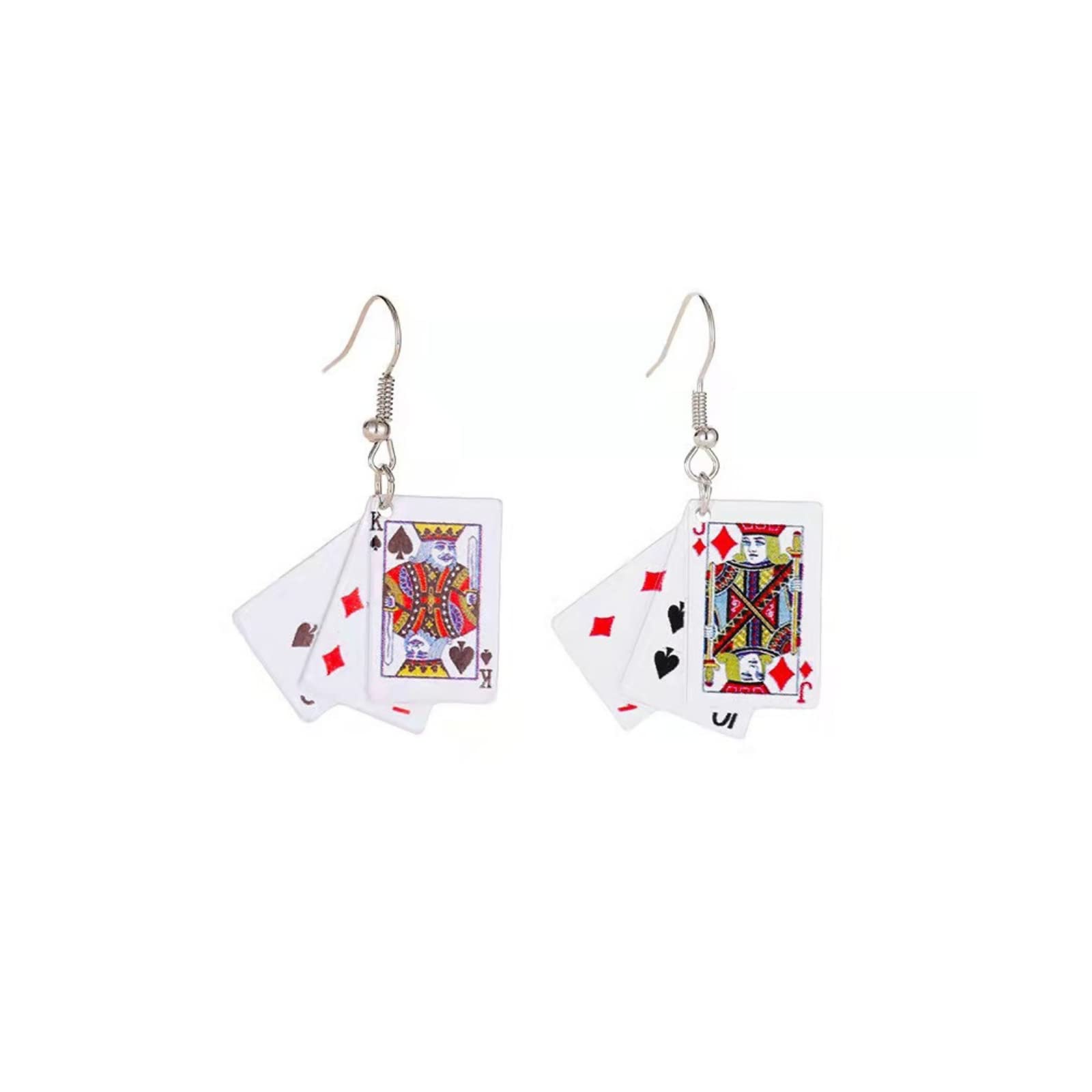 Personality Poker Dangle Earrings Simulate Playing Cards Cool Funny Earrings Unique Gambling Casino Jewelry Gift-K&J