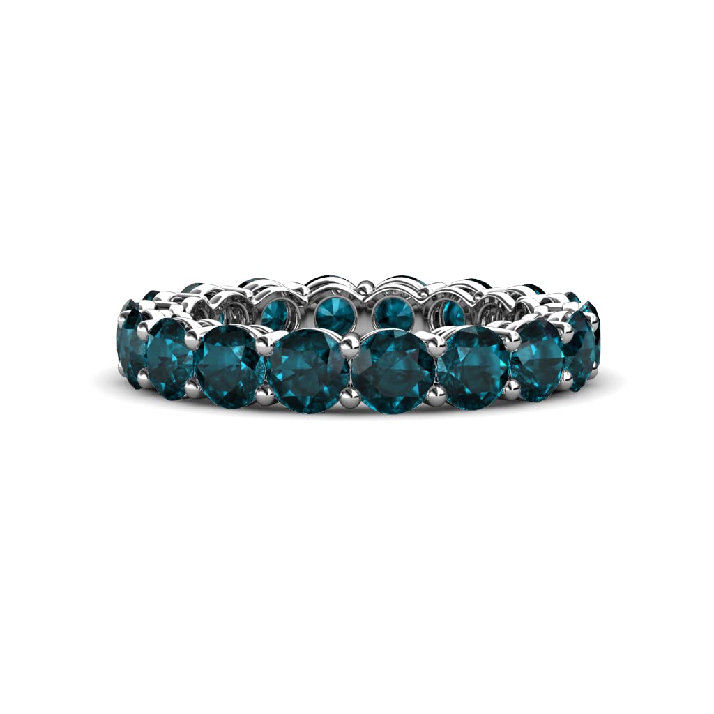 London Blue Topaz 3.04 ctw to 3.61 ctw Women Eternity Ring Stackable 14K White Gold-6.0