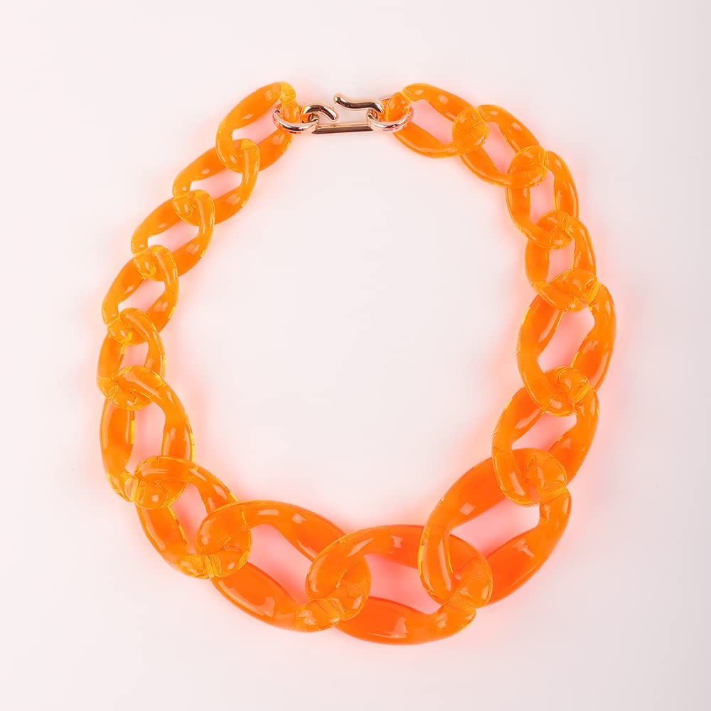 Wiwpar Acrylic Choker Necklace Statement Chunky Fashion Acrylic Necklace Colorful for Women Girls (Orange)