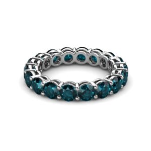 London Blue Topaz 3.04 ctw to 3.61 ctw Women Eternity Ring Stackable 14K White Gold-6.0