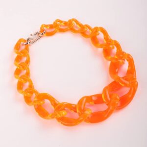 Wiwpar Acrylic Choker Necklace Statement Chunky Fashion Acrylic Necklace Colorful for Women Girls (Orange)