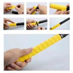 Anti Slip Absorbent Tennis Handle Racket Grip Wrap Tape, Badminton Racquet Overgrip Replacement for Pickleball Paddle Handle, Rods (6 Grips)