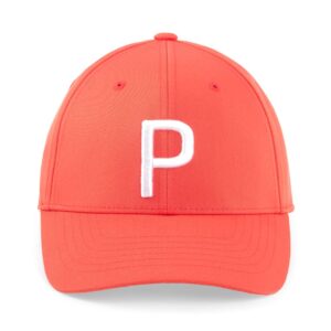 Puma Golf Women's Pony P Hat, Hot Coral-Bright White, One Size