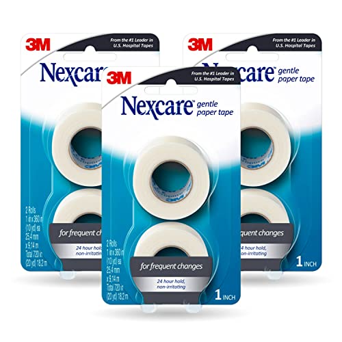 Nexcare Gentle Paper Tape, Medical Paper Tape, Secures Dressings and Lifts Away Gently - 1 In x 10 Yds, 6 Rolls of Tape