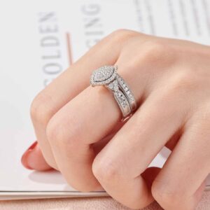 SHELOVES Marquise Shape Vintage Engagement Wedding Rings Set White Round CZ 925 Sterling Silver Sz 8