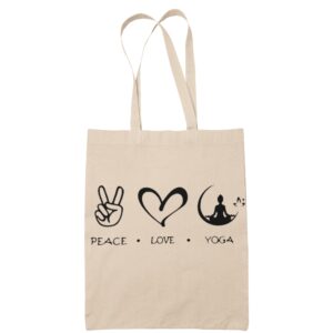 Peace Love Yoga Inspired Canvas Top Handle Tote Bag (Peace Love Yoga Inspired Canvas Top Handle Tote Bag1)