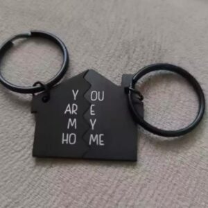 Couples Keychain 2 pcs You Are My Home Keyring for Couples Girlfriend Boyfriend Friend gift (Black(Home))