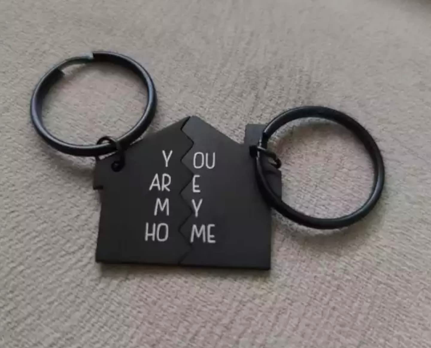 Couples Keychain 2 pcs You Are My Home Keyring for Couples Girlfriend Boyfriend Friend gift (Black(Home))