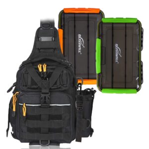 blisswill fishing tackle backpack with two 3600 fishing tackle box