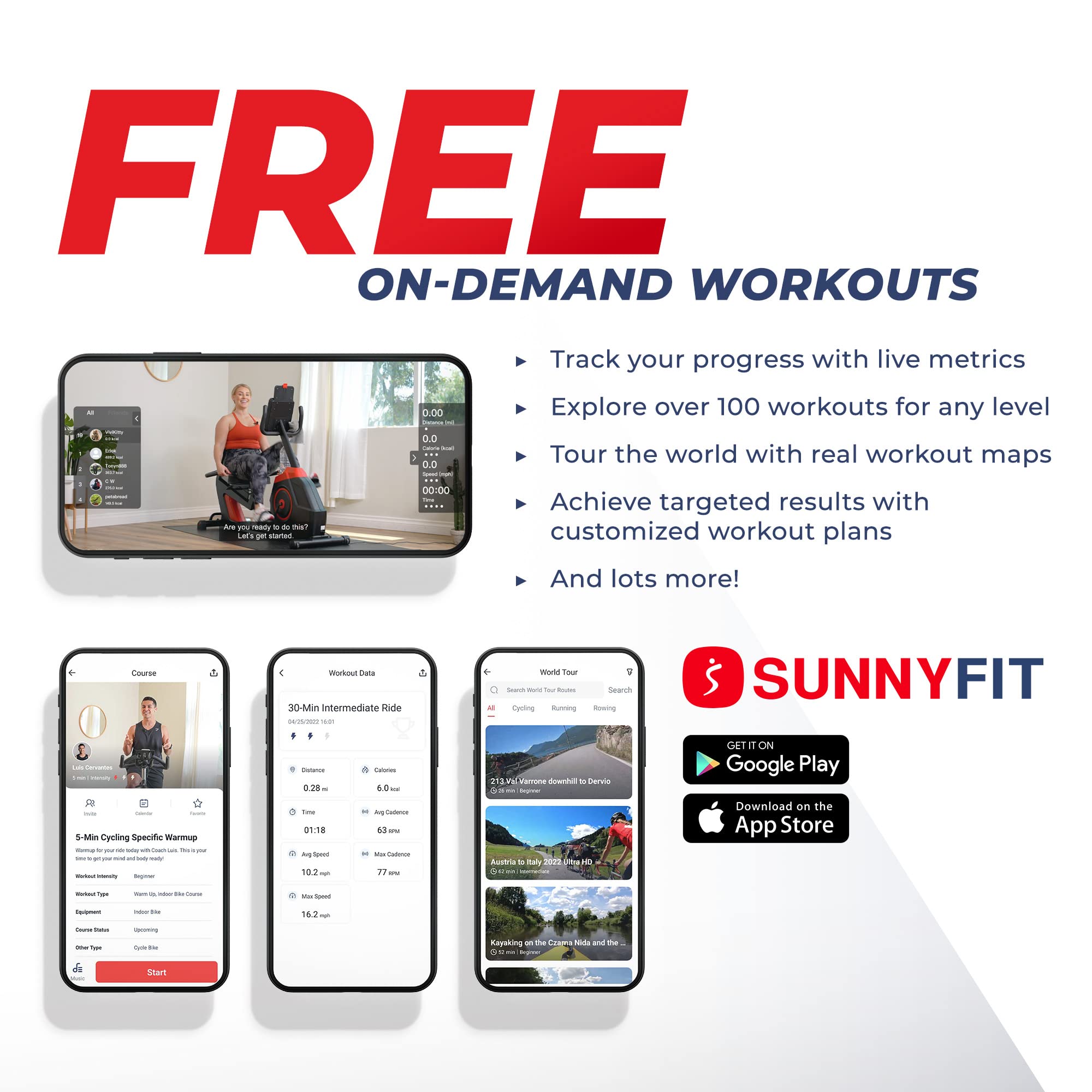 Sunny Health & Fitness Premium Indoor Cycling Smart Stationary Bike with Exclusive SunnyFit® App Enhanced Connectivity - SF-B1805SMART