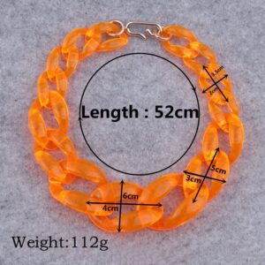 Wiwpar Acrylic Choker Necklace Statement Chunky Fashion Acrylic Necklace Colorful for Women Girls (Orange)