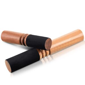 nuanchu 2 pieces tibetan singing bowl mallet suede wooden striker leather wrapped meditation mallet sound bowl stick buddha musical instruments for buddhist meditation yoga chime (black and brown)