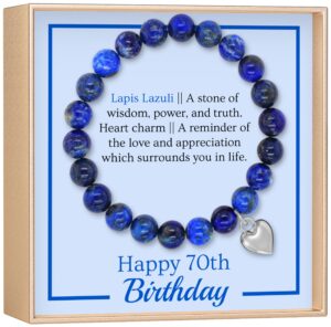 olgas gems 70th birthday milestone bracelet & meaningful message card for women - beautiful and sentimental birthday gifts for 70 year old woman