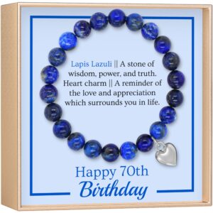 OLGAS GEMS 70th Birthday Milestone Bracelet & Meaningful Message Card for Women - Beautiful and Sentimental Birthday Gifts for 70 Year Old Woman