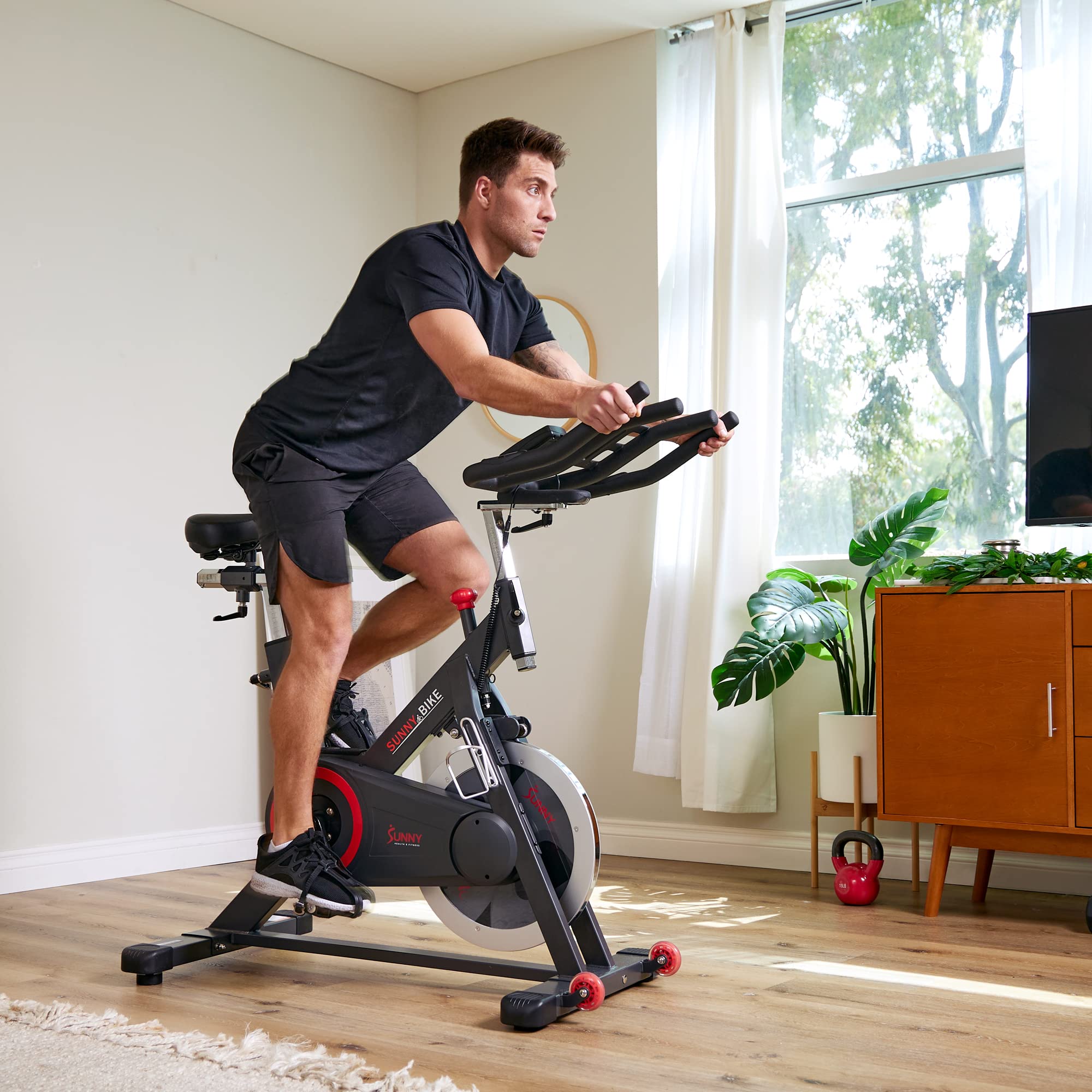 Sunny Health & Fitness Premium Indoor Cycling Smart Stationary Bike with Exclusive SunnyFit® App Enhanced Connectivity - SF-B1805SMART