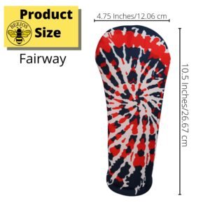 Tie Dye Collection Golf Club Headcovers 3 Separate Sizes Driver Fairway Hybrid All Sold Separately Handmade in USA by BeeJos (Blue/Red, Fairway)