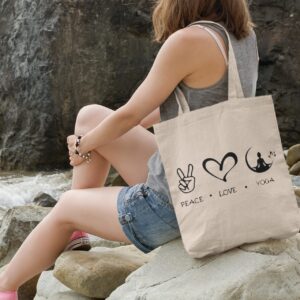 Peace Love Yoga Inspired Canvas Top Handle Tote Bag (Peace Love Yoga Inspired Canvas Top Handle Tote Bag1)