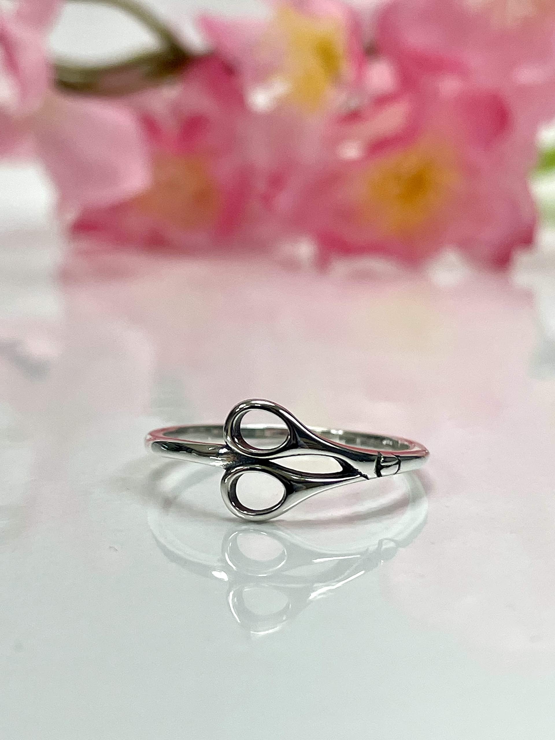 PERFECTJEWELZ Scissors Ring 925 Sterling Silver 8mm Casual Band Size 4