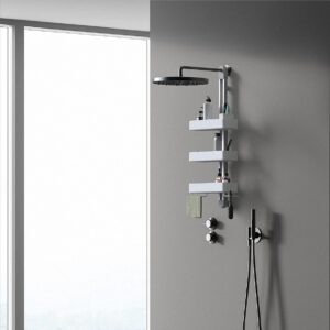 Sharper Image The SpaStudio Hook, Modular Hanging Shower Caddy, Adjustable 3 Tier Design with Customizable Fit and Storage