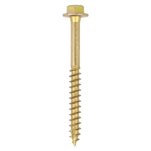 TIMCO Advanced Coach Screws – Hex Flange – Gold – Aggressive Slash Point tip for Easy Driving – 3 x Faster Than Standard Coach Screws - M6 x 40mm - Box of 100