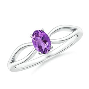 Carillon Stackable 925 Sterling Silver Oval 6X4 MM Amethyst Gemstone Women Love Engagement Ring (Sterling Silver, 8)