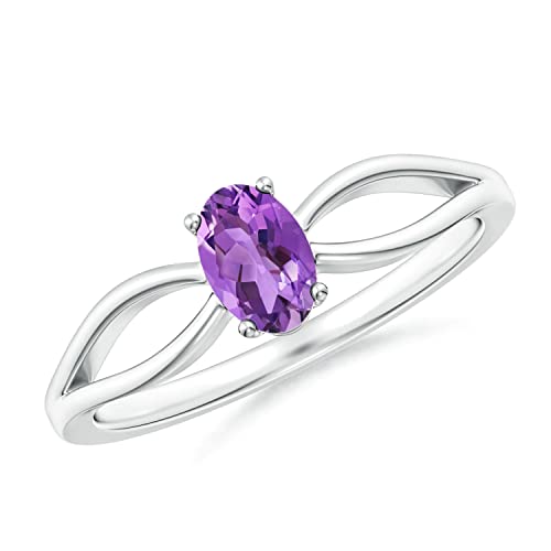 Carillon Stackable 925 Sterling Silver Oval 6X4 MM Amethyst Gemstone Women Love Engagement Ring (Sterling Silver, 8)