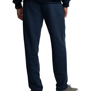 Fruit of the Loom Men's Eversoft Fleece Open Bottom Sweatpants with Pockets, Relaxed Fit, Moisture Wicking, Breathable, Navy, Medium