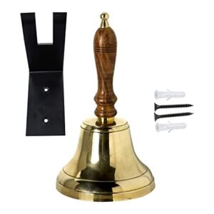 ARSUK Hand Bell for Adults, Wooden Handle Large Ringing Call Bells for Sick Person, Seniors, Teachers, Patients, Wedding, Santa, Christmas, Services 23.8 x 10.7 x 10.5, 240gm (4" Brass)