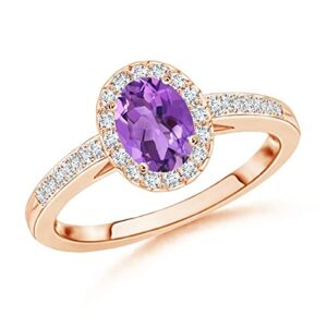 carillon solitaire accents 1 ctw oval amethyst gemstone 925 sterling silver women wedding ring jewelry (rose plated, 11)