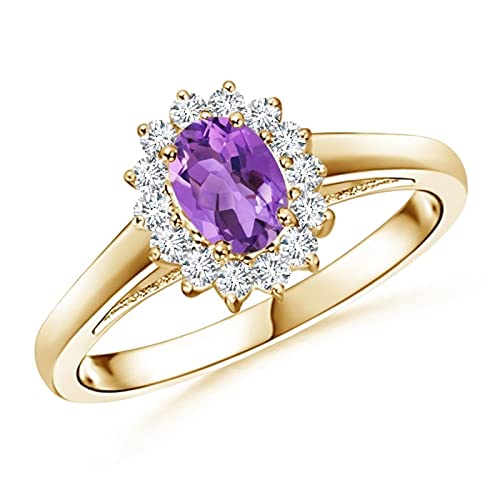 Carillon Princess Diana Inspired 925 Sterling Silver 1 Ctw Amethyst Gemstone Women Wedding Ring (Yellow Plated, 8)