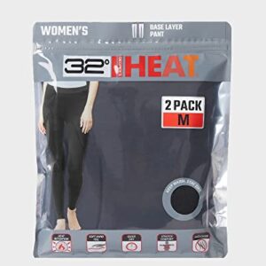 32 Degrees Women's 2 Pack Performance Ultra Light Thermal Baselayer Legging Pant, BLACK/BLACK, Large