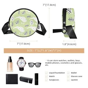 Kiwi Bird Green Crossbody Bag for Women Teen Girls Round Canvas Shoulder Bag Purse Tote Handbag Bag