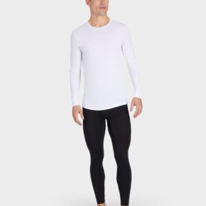 32 DEGREES Men's 2-Pack Performance Lightweight Thermal Baselayer Crewneck Long Sleeve Shirt Top | Moisture Wicking | Anti Odor, WHITE/CHARCOAL HEATHER, X-Large