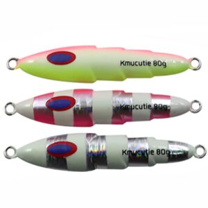 Kmucutie Saltwater Glow Fishing Jigs Deep Sea Fishing Lures Jigging Artificial Lures for Tuna,Grouper,Dogtooth,Bass Salmon (1 piece color C, 80 G)