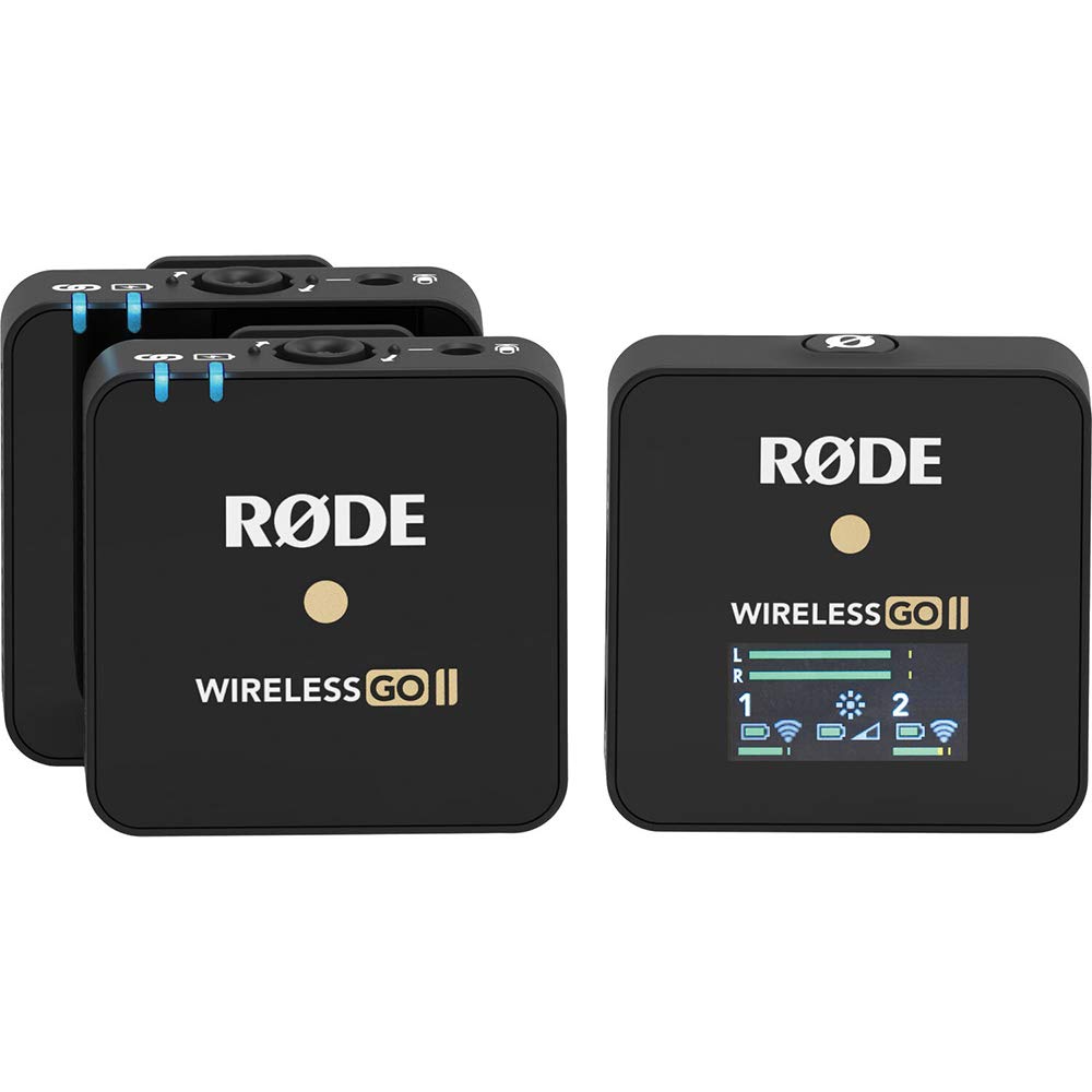 Rode Microphones Wireless GO II Dual Channel Wireless Microphone System Bundle Lavalier II Omnidirectional Lav Mic and 3-Pack Foam Windscreen