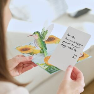 Lovepop Mother’s Day Sunflower Hummingbird Pop-Up Card – Mother’s Day Card – Handcrafted 3D Pop-Up Greeting Card for Her – Mother’s Day Love Card, 5 x 7”