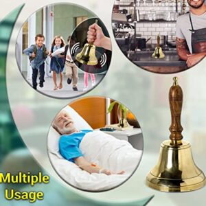 ARSUK Hand Bell for Adults, Wooden Handle Large Ringing Call Bells for Sick Person, Seniors, Teachers, Patients, Wedding, Santa, Christmas, Services 23.8 x 10.7 x 10.5, 240gm (4" Brass)