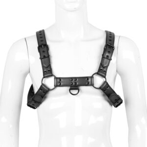 QUYUWOWO Harness for Man Adjustable Leather Harness Body Chest Black Rivets Harness Punk Belt Clubwear Costume