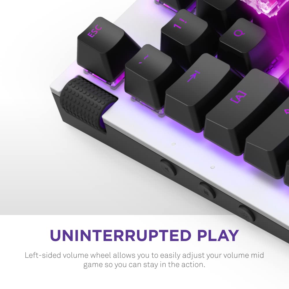 NZXT Function TKL – Tenkeyless USB Gaming Keyboard – Gateron Red Mechanical Switches: Linear, Fast, and Quiet – Hot-Swappable – RGB Backlit – Aluminum Top Plate – Wrist Rest – White