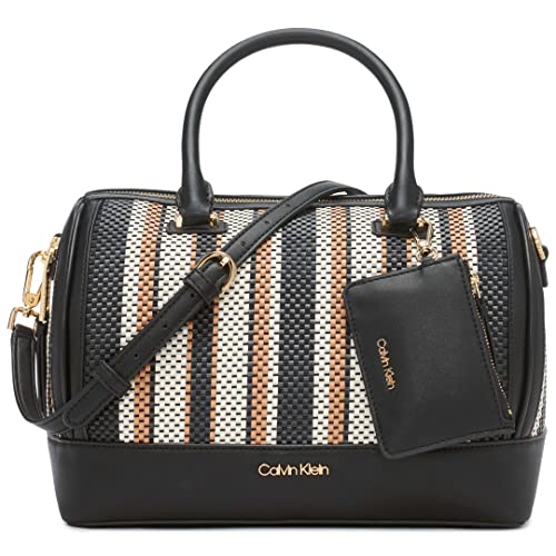 Calvin Klein Ashley Barrel Satchel, Doe Multi Woven